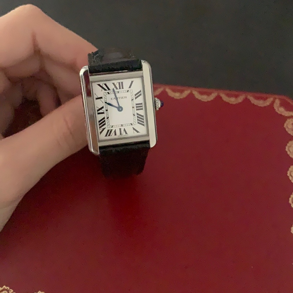 Cartier tank watch- small w/ black alligator